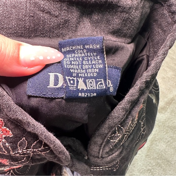 Denim&Co Dark Jean Jacket with Colorful Embroidery - Picture 12 of 12